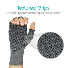 Compression Fingerless Textured Grips Gloves Arthritic Joint Pain Relief