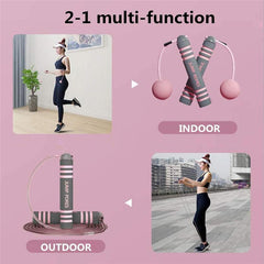 2 In 1 Ropeless and Corded Speed Skipping Jump Rope Indoor Outdoor