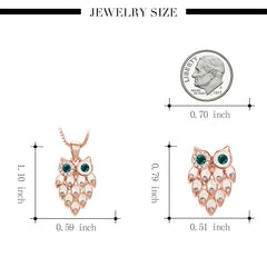 Charming Retro Owl Pendant Choker Necklace Earrings Jewelry Set
