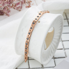 Crystal Rhinestone Titanium Magnetic Therapy Health Bracelet Bangles