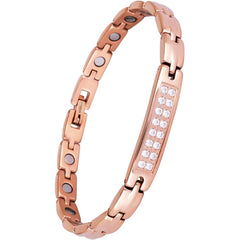 Crystal Rhinestone Titanium Magnetic Therapy Health Bracelet Bangles