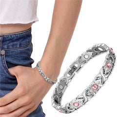 Crystal Rhinestone Titanium Magnetic Therapy Health Bracelet Pain Relief