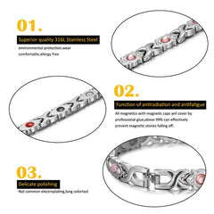 Crystal Rhinestone Titanium Magnetic Therapy Health Bracelet Pain Relief
