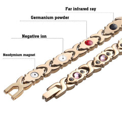 Crystal Rhinestone Titanium Magnetic Therapy Health Bracelet Pain Relief
