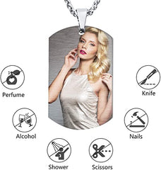Custom Pictures Photo Personalized Color Engrave Name Plate Necklace