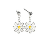 Delicate Daisy Sunflower Pendant S925 Silver Stud Earrings