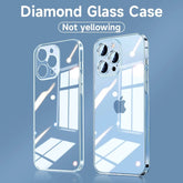 Diamond Clear Tempered Glass Case with Soft Bumper For iPhone Series