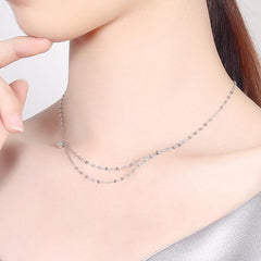 Double Layered Glitter Lozenge 925 Sterling Silver Choker Necklace