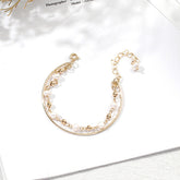 Double Layered Pearl Cuff Bangle Good Luck Bracelet