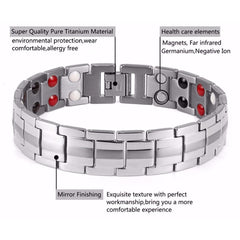 Double Strength 4 Element Titanium Magnetic Therapy Health Bracelet Pain Relief