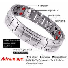 Double Strength 4 Element Titanium Magnetic Therapy Health Bracelet Pain Relief