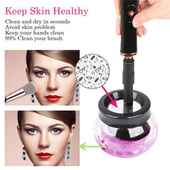Electric Makeup Brush Cleaner and Dryer Kit with 8 Rubber Holders