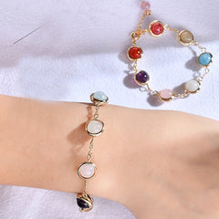 Elegant 7 Color Natural Quartz Crystal Stone Chain Bracelet