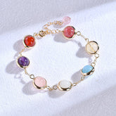 Elegant 7 Color Natural Quartz Crystal Stone Chain Bracelet