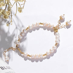 Elegant Freshwater Cultured Pearl Gold Plated Good Luck Bracelet