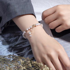 Elegant Freshwater Cultured Pearl Gold Plated Good Luck Bracelet