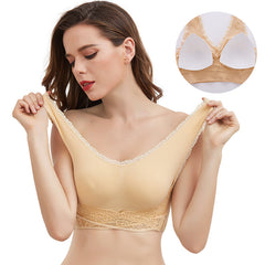 Front Criss-Cross Push Up Lace Bra Seamless Wireless Lift Sports Bra