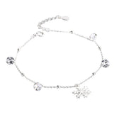 Glitter Flow Snowflake Cubic Zirconia 925 Sterling Silver Chain Bracelets