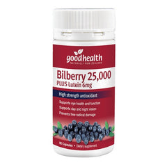 Good Health Bilberry 25,000mg + Lutein 6mg 60 Capsules