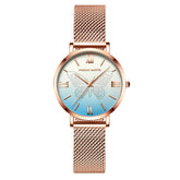Hannah Martin Stylish 3D Butterfly Women Quartz Watches Stainless Steel Mesh Band