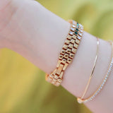 Bee Sister Luxury Color Crystal Rhinestone Women Quartz Wristwatch Butterfly Bracelet