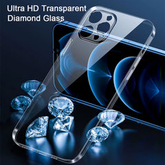 Diamond Clear Tempered Glass Case with Soft Bumper For iPhone Series