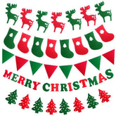 5PCs Merry Christmas Banner Bunting Garland Hanging Flag