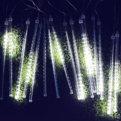 Meteor Shower String Lights Solar Power 30cm 10 Tubes 360-LED Falling Rain Drop Lights