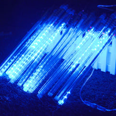 Meteor Shower String Lights Solar Power 30cm 10 Tubes 360-LED Falling Rain Drop Lights
