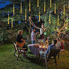 Meteor Shower String Lights Solar Power 30cm 10 Tubes 360-LED Falling Rain Drop Lights