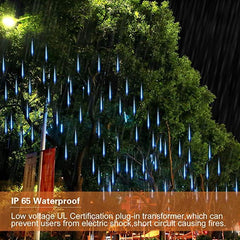 Meteor Shower String Lights Solar Power 8 Tubes 288-LED Falling Rain Drop Lights Decor