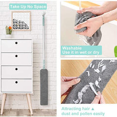 Microfiber Duster Bedside Dust Brush Adjustable Long Handle Mop Sweep