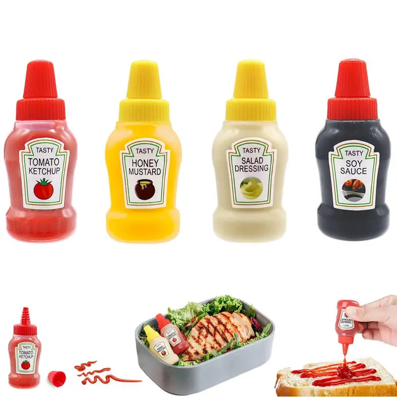 4Pcs Mini Squeeze Bottles: Refillable Condiment Containers for