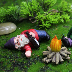 4pcs Mini Drunk Garden Gnomes Statue Set