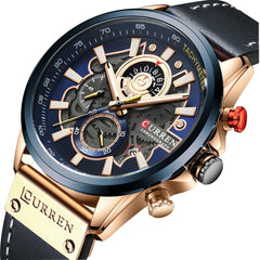 CURREN Fashion Sport Men Watch Luxury Military Leather Casual Chronograph Wristwatch