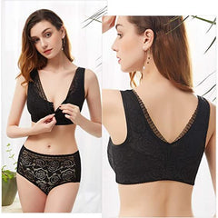 New Women Front Zipper Seamless Rose Lace Bra Wireless Bralette Top