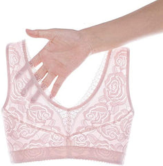 New Women Front Zipper Seamless Rose Lace Bra Wireless Bralette Top