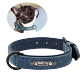 Personalized Genuine Leather Dog Collars Inner Padded with Engraving Nameplate
