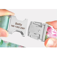Personalized Nylon Print Dog Cat Puppy Tag Collar Engrave Nameplate ID