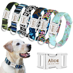 Personalized Nylon Print Dog Cat Puppy Tag Collar Engrave Nameplate ID