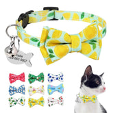 Personalized Print Cat Collar Puppy Kitty Quick Release ID Collars with Tie Bow