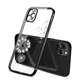 Plating Frame Transparent TPU Soft Diamond Dandelion Back Cover For iPhone Series
