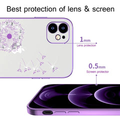 Plating Frame Transparent TPU Soft Diamond Dandelion Back Cover For iPhone Series