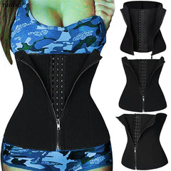 Plus Size Zip Front Six Steel Bone Tummy Control Waist Trainer