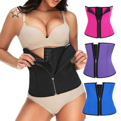 Plus Size Zip Front Six Steel Bone Tummy Control Waist Trainer