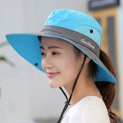 Ponytail Women's Summer Sun Bucket Hats