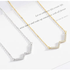 Rhinestone Alphabet W Pendant S925 Sterling Silver Necklace