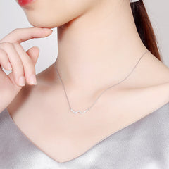 Rhinestone Alphabet W Pendant S925 Sterling Silver Necklace