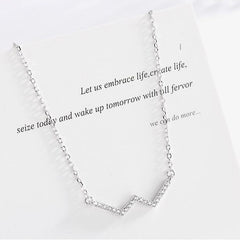 Rhinestone Alphabet W Pendant S925 Sterling Silver Necklace