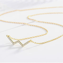 Rhinestone Alphabet W Pendant S925 Sterling Silver Necklace